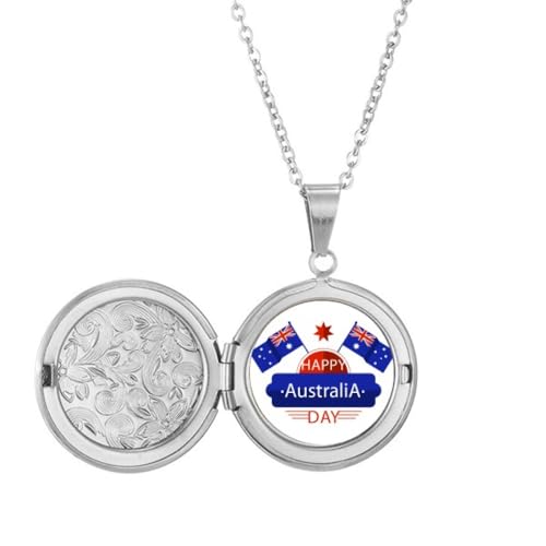 Halskette mit Australien-Motiv "Happy Flagge" und Stern-Medaillon für Bild, Schmuck, Geburtstagsgeschenk von Generisch