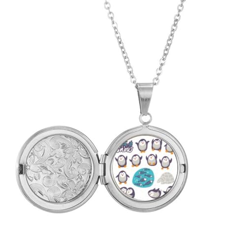 Halskette mit Cartoon-Pinguin-Fisch-Schneetier-Medaillon für Bild, Schmuck, Geburtstagsgeschenk von Generisch