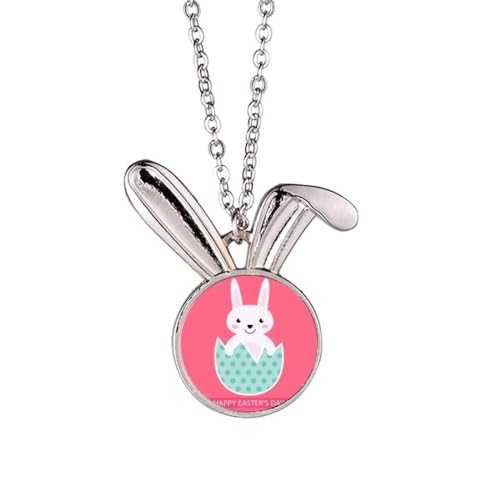 Halskette mit Hasen-Anhänger, Hasen-Anhänger, Motiv: Frohe Ostern, Eierhase, Tierschmuck, Geschenk von Generisch