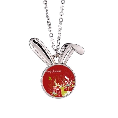 Halskette mit Hasen-Anhänger, Motiv: Frohe Weihnachten, Art-Deco, modisch, Hase, Tierschmuck, Geschenk von Generisch