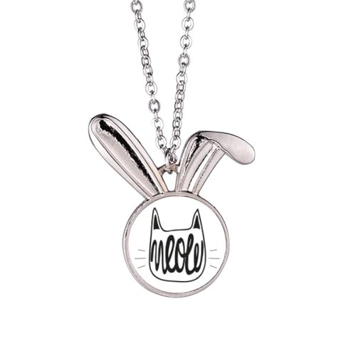 Halskette mit Hasen-Anhänger, Motiv: Mewing Cat Engilsh, Cartoon, Kaninchen, Tierschmuck, Geschenk von Generisch