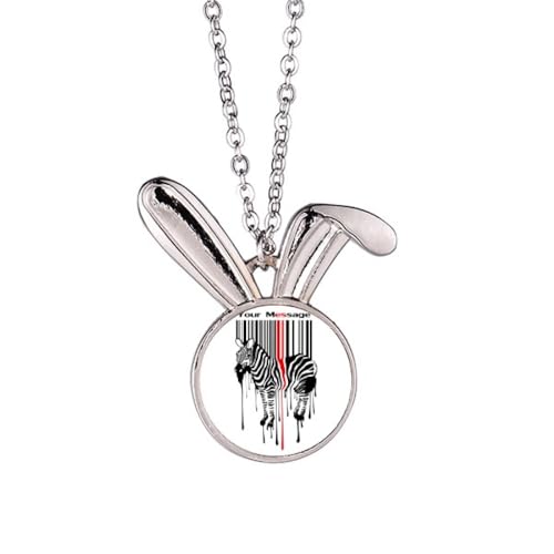 Halskette mit Hasen-Anhänger, schwarz-rot gestreift, Code Graffiti, Pinto, Hase, Tierschmuck, Geschenk von Generisch