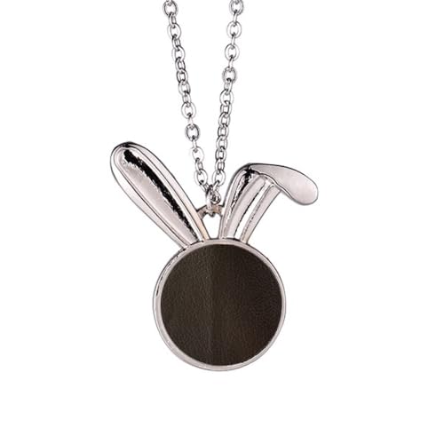 Halskette mit Hasen-Anhänger, schwarzes Leder-Design, Geschenk von Generisch
