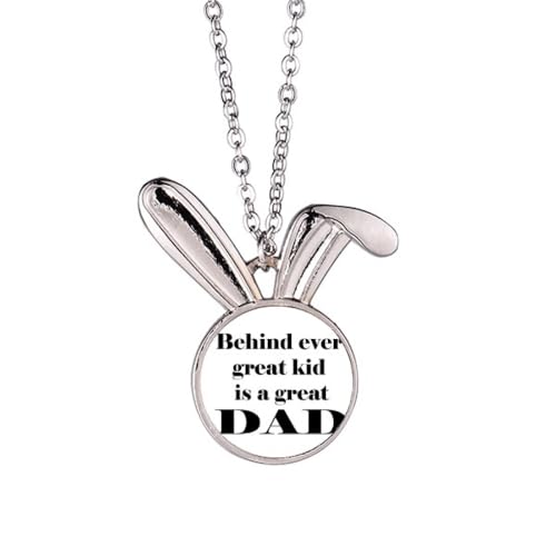 Halskette mit Hasen-Anhänger mit Aufschrift "Behind Great Dad", Geschenk für Vaterfest von Generisch