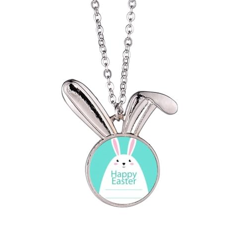 Halskette mit Hasenmuster, Motiv: Frohe Ostern, Festival, blaues Häschen, Tierschmuck, Geschenk von Generisch
