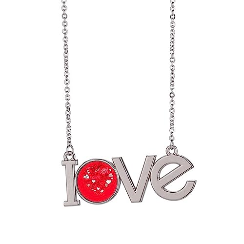 Halskette mit Herzanhänger, Rot / Weiß, zum Valentinstag, Schmuck, M von Generisch
