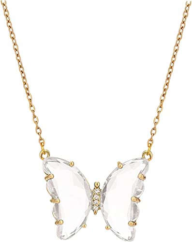 Halskette mit Kristall-Schmetterling-Anhänger für Damen, minimalistisches Design, Schlüsselbeinkette, Modeschmuck, Weiß, Einheitsgröße von Generisch