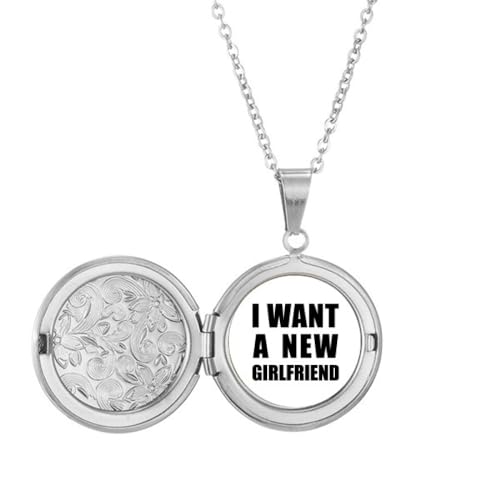 Halskette mit Medaillon "I Want A New Girlfriend", Art-Deco, Modeschmuck, Geburtstagsgeschenk von Generisch