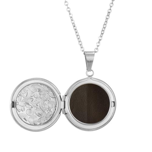 Halskette mit Medaillon aus schwarzem Leder für Bild, Schmuck, Geburtstagsgeschenk von Generisch