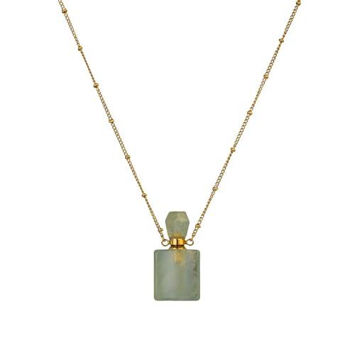 Halskette mit Natürlichem Kristall, Aromatherapie Flaschenanhänger – Edelstein Parfümflasche, Diffusor für Ätherische Öle, Reiki Heilschmuck, Geschenke für Frauen und Männer, Aventurin von Generisch