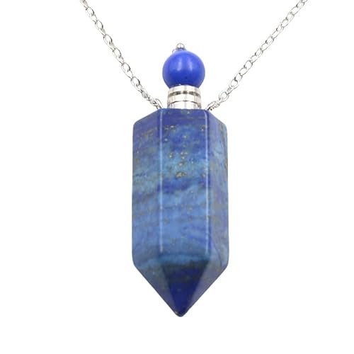 Halskette mit Natürlichem Kristallanhänger für Damen und Herren, Diffusor für Ätherische Öle, Parfümflasche, Spiral Sechseck Anhänger, Kette mit Energie Edelstein, Schmuck, Geschenke, Lapisl von Generisch