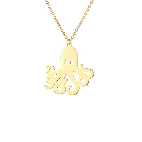 Halskette mit Oktopus-Anhänger für Damen, hohl, Edelstahl, modisch, Damen-Halsschmuck, Liebesgeschenk von Generisch
