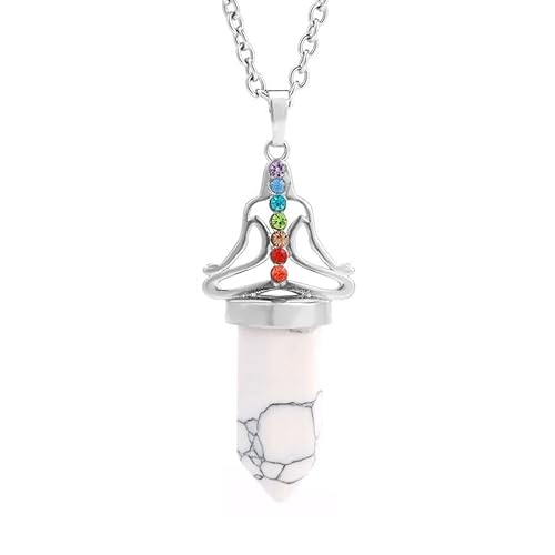 Halskette mit Sechseckigem, Spitzem Edelstein Aus Natürlichem Kristall, 7 Chakren, Yoga, Reiki, Ausgleichende Meditationsenergie, Charm mit Splitterkette, Neuartiger Halsreifschmuck für Damen Und H von Generisch