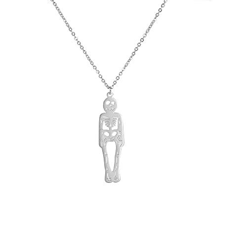 Halskette mit Totenkopf-Anhänger für Damen, Retro, Cartoon, Skelett, Edelstahl, Choker, Hexe, Party, Schmuck, Geschenke, Halloween von Generisch