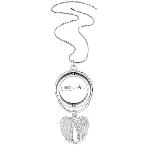 Halskette mit Zitat "Do thing at a time and do well", Engelsflügel, drehbar, Schmuck von Generisch