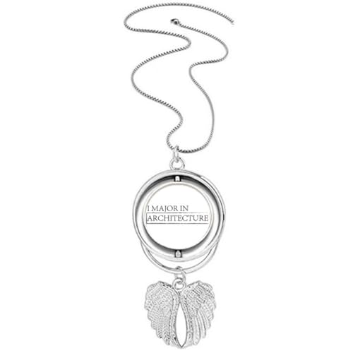 Halskette mit Zitat I Major in Architecture, Engelsflügel, drehbar, Schmuck von Generisch