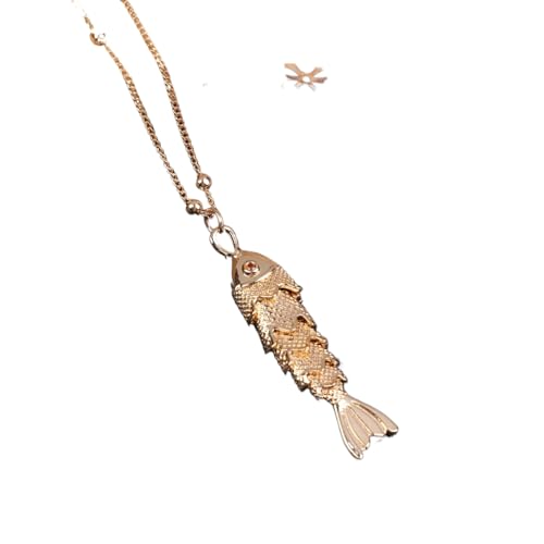Halskette mit beweglichem Fisch-Anhänger, trendiger Kristall-Halsreif, Schmuck, Damen, Party-Zubehör, Geschenk, 1.0*1.0*1.0 von Generisch