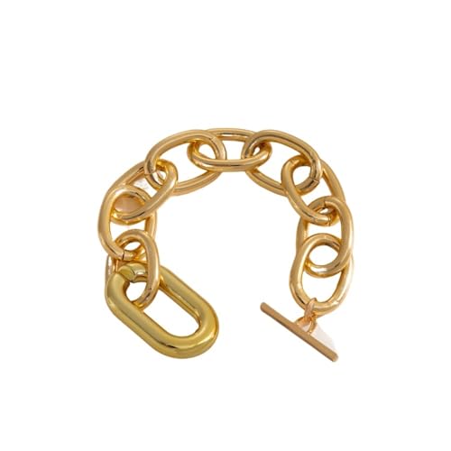 Halskette mit breiten, elliptischen Gliedern - Choker mit wichtigem Anhänger (Hand 6-Gold) von Generisch