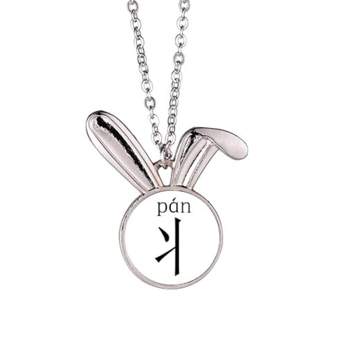 Halskette mit chinesischem Schriftzeichen und Kaninchen-Anhänger, Hase, Tierschmuck, Geschenk von Generisch