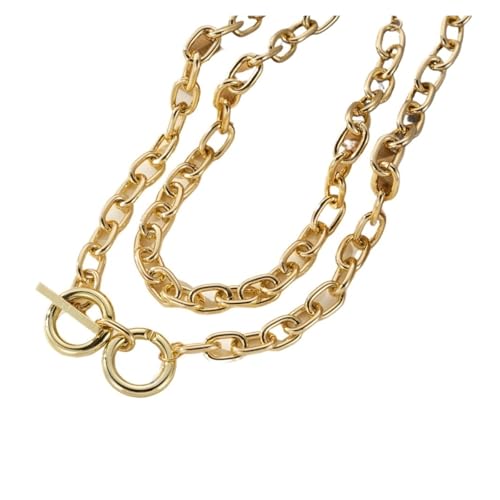 Halskette mit dicken elliptischen Gliedern - Choker mit wichtigem Anhänger (Neck 5-gold) von Generisch