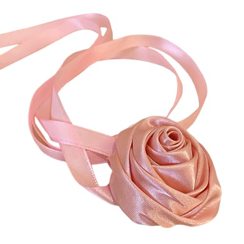 Halskette mit floralem Band, künstliche Schlüsselbeinkette, stilvolles Rosen-Accessoire von Generisch