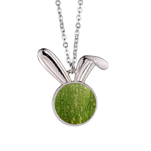 Halskette mit grünem Kürbis-Schäler, Makro-Fotomuster, Kaninchen, Tierschmuck, Geschenk von Generisch