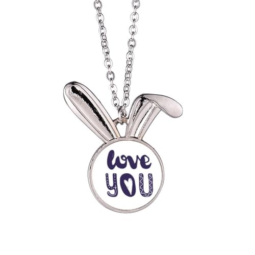 Halskette mit niedlichem Zitat in Handschrift, Hasen-Anhänger, Hase, Tierschmuck, Geschenk von Generisch