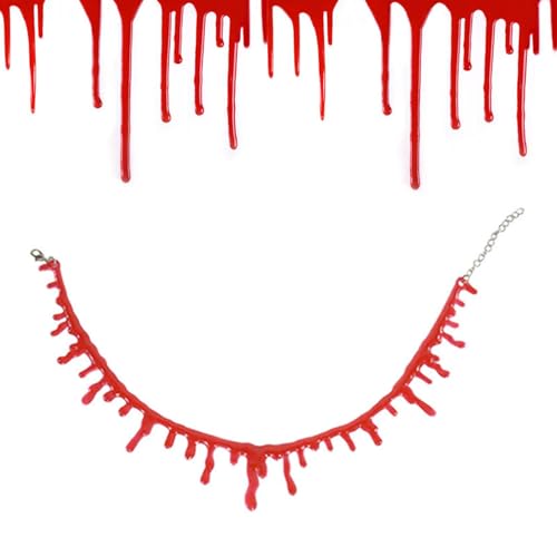 Halskette mit tropfendem Blut - Blut Cosplay Halskette | Vampir-Halskette | Halooween Party Bblood Halskette geeignet für Kostümpartys, Horror Cosplay, Gothic-Mode, Vampir-Looks und Event, Refer to Halskette mit tropfendem Blut - Blut Cosplay Halskette | Vampir-Halskette | Halooween Party Bblood Halskette geeignet für Kostümpartys, Horror Cosplay, Gothic-Mode, Vampir-Looks und Event, Refer to von Generisch