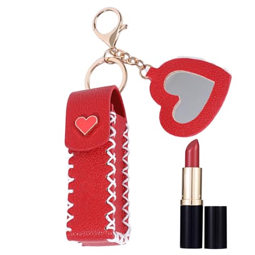 Halter Lippenstifttasche | PU-Lederhalter | wasserdichte Lippenstifttasche | kompakter Lippenstifthalter für Frauen Reisen im Freien, rot, Refer to description, Uni von Generisch