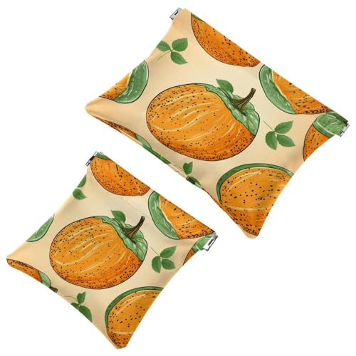 Hami Melon-1409 Kosmetiktasche für Geldbörsen, wasserdichte Make-up-Tasche, Kosmetiktasche, tragbar, ohne Reißverschluss, Gelb, 2 Stück, Mehrfarbig 02, A：7.1x5.8in/18x14.8cm，B:4.7x4.5in/12x11.5cm von Generisch