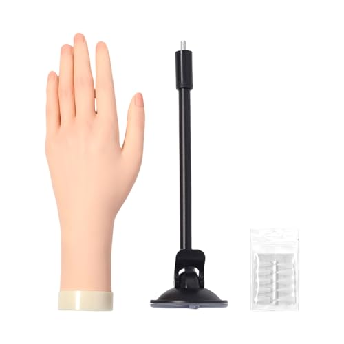 Hand Model for Nails, Bendable Soft Finger Practice Hand with Jelly Glue Suction Cup for Beginner Nail Arts, Women, Teen Girls, Salon Training, Acrylic Tips, Polish, Display Use von Generisch