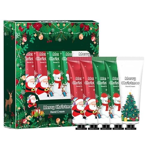 Handcreme Weihnachten Set, Weihnachts-Handcreme, Handfeuchtigkeitscreme für trockene Hände, Weihnachtsgeschenke (5 Stück, 30g) von Generisch