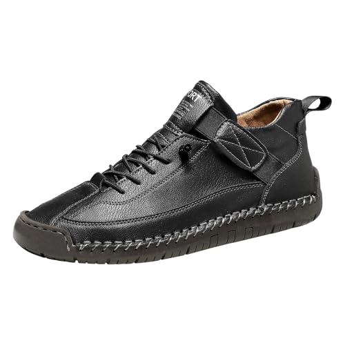 Handgefertigt Lederschuhe Unisex Herbst und Winter Wildlederoptik Flachschuhe Chunky Mokassins mit Weiche Sohle Große Größen Frauen Einzelne Schuhe rutschfeste Fahrschuhe Freizeitschuhe für Alltag von Generisch