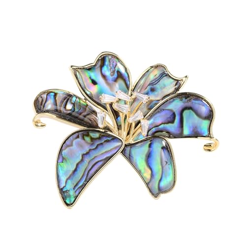 Handgefertigte Broschen im chinesischen Stil für Damen, elegante Strass-Fächerbrosche, farbenfrohe Muschelblumen-Anstecknadel für Jacke, Schal, Tasche (Style A) von Generisch