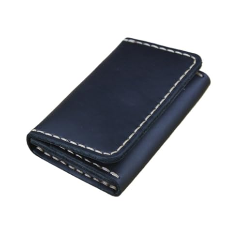 Handgefertigte Echtleder-Karten-Geldbörse – Slim ID Holder für Männer und Frauen, Schwarz , Taglia Unica von Generisch