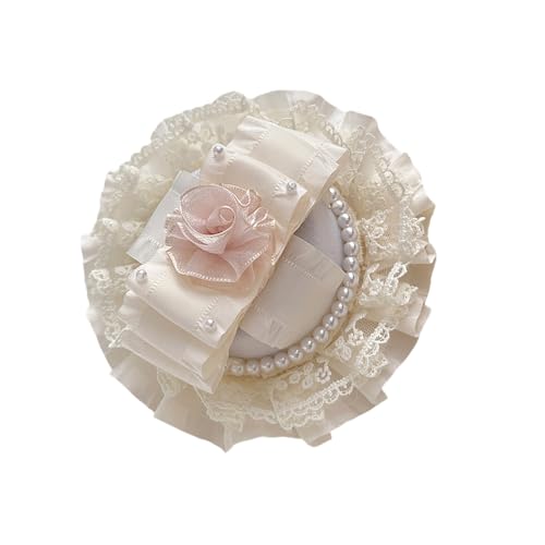 Handgefertigte Vintage Perle Spitze Bowknot Haarspange Elegant Damen Zylinder Kopfschmuck für Party Hochzeit Alltag Mode Süße Gothic Lolita Stil Haarspange von Generisch
