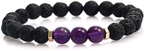 Handgefertigtes 8 mm Perlenarmband, elastisch, Strench Lavastein, Perlen, Armband für Damen und Herren von Generisch