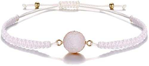 Handgefertigtes Kristall-Armband, Retro-Stein-Anhänger, gewebtes Armband, elegant, verstellbar, Freundschaftsverschluss, Spitze mit Karte, Geschenk, Schmuck für Damen und Herren, Weiß von Generisch