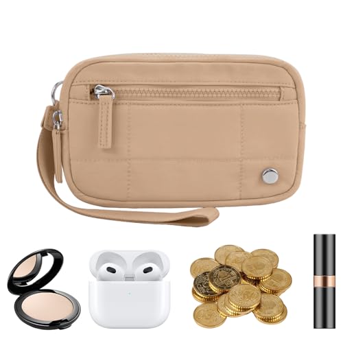 Handgelenk-Geldbörse, tragbare Clutch, 17,5 x 10,5 cm, mit Reißverschluss, Handy-Organizer, Münzhalter, stilvolle Mini-Tasche für Damen, Karten, Bargeld, Zubehör, Reisen, Einkaufen, Pendeln, khaki Handgelenk-Geldbörse, tragbare Clutch, 17,5 x 10,5 cm, mit Reißverschluss, Handy-Organizer, Münzhalter, stilvolle Mini-Tasche für Damen, Karten, Bargeld, Zubehör, Reisen, Einkaufen, Pendeln, khaki von Generisch