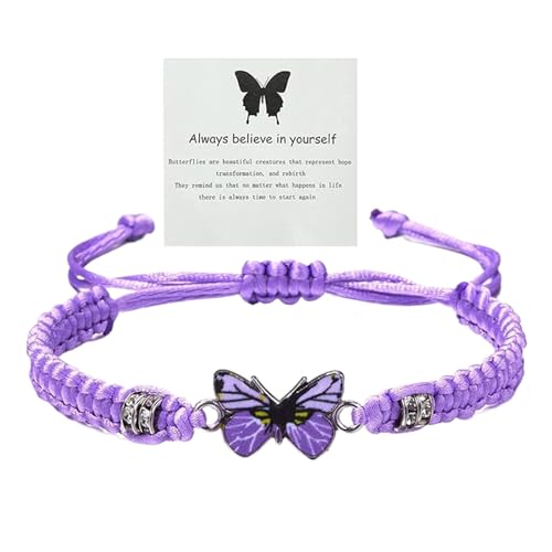 Handgewebtes Paar Schmetterlingsarmband Armband Männliches und Weibliches Geburtstagsgeschenk Schmuck Und Tochter Armbänder (Purple, One Size) von Generisch