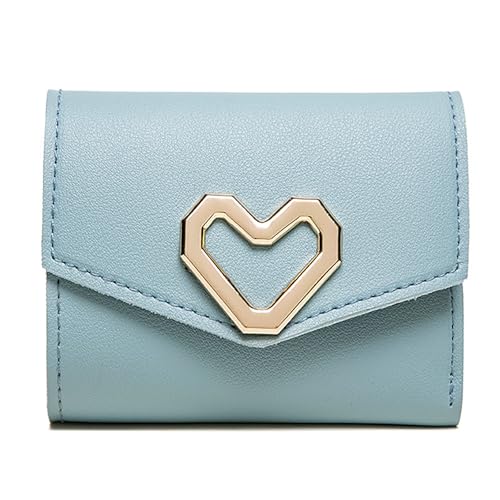 Handheld Leder Damen Geldbörse Kurze Geldtasche Multi Card Slot Patch Change Card Bag, blau, Einheitsgröße von Generisch
