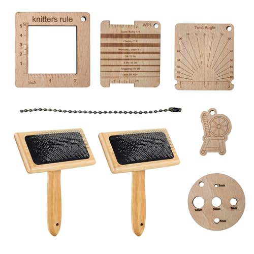 Handkardierer Für Wolle | Robuste Holz Wollkämme Mit Bürsten – 8 Stück Wollkardierbrett Zum Mischen Von Garn Fasern | Kardierwerkzeug Für Hunde Katzen Haustierfell von Generisch