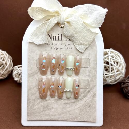 Handmade Nail Wearing Sheep Fat Colored Diamond Light Luxury Removable Fake Nail and Nail Patch 10pcs (Size : M) von Generisch