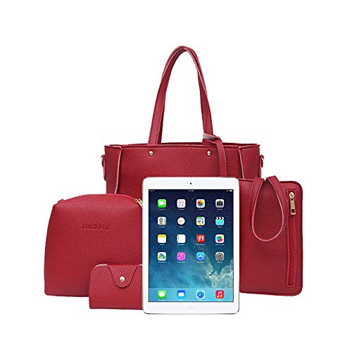 Handtasche Damen Dunkelblau Umhängetasche Grüne Handtaschen Damen Umhängetasche Groß Four Four Dead Women Brieftasche Handtasche Schulter Crossbody Set Militär Gürtel mit Taschen (Red,One Size) von Generisch