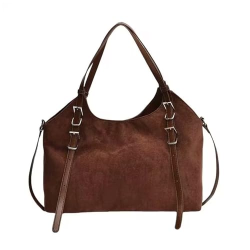 Handtasche Damen Groß Schwarz Umhängetaschen Fahrrad Taschen Hinten Suede Tote Bag For Women Work Bag Top Handle Large Capacity Suede Shoulder Satchel Taschen Organisator Für Shopper (Coffee,One Size) von Generisch