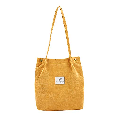 Handtasche Groß Ledertasche Damen Schwarz Travel Color Tote Shoulder Damensattel Handtasche Cordcoy Beuteltasche Kinderwagen Taschen Halterung (Yellow,One Size) von Generisch