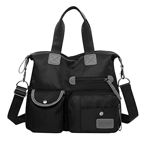 Handtasche für Damen, Nylon, Umhängetasche, Schultertasche, Tragetasche, Segeltuch, Schwarz , Einheitsgröße von Generisch