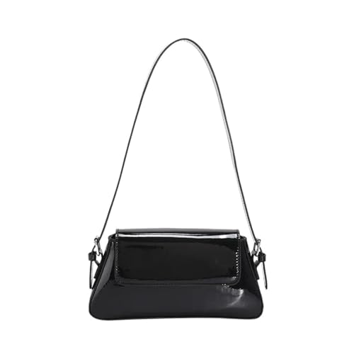 Handtaschen für Damen, Achseltasche, silberfarben, schick, für Damen, mit Tragegriff oben, Schwarz, 26x14x5.5cm von Generisch