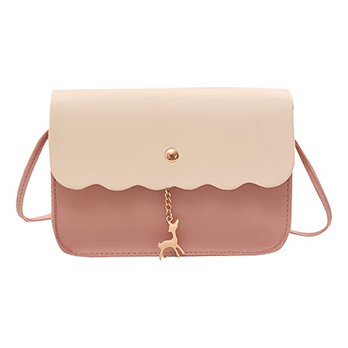 Handytasche zum Umhängen Damen Mädchen Handtasche Frauen Umhängetasche Farbabstimmung Mode Neues Muster Personalisierte Spitze Handytasche Brieftasche Umhängetasche Damen Schwarz (Pink, One Size) von Generisch