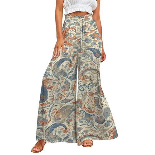 Haremshose Damen Lange Schlupfhose Boho Strandhose, Leicht Freizeithose Loose Sommerhose mit Taschen S-2XL von Generisch